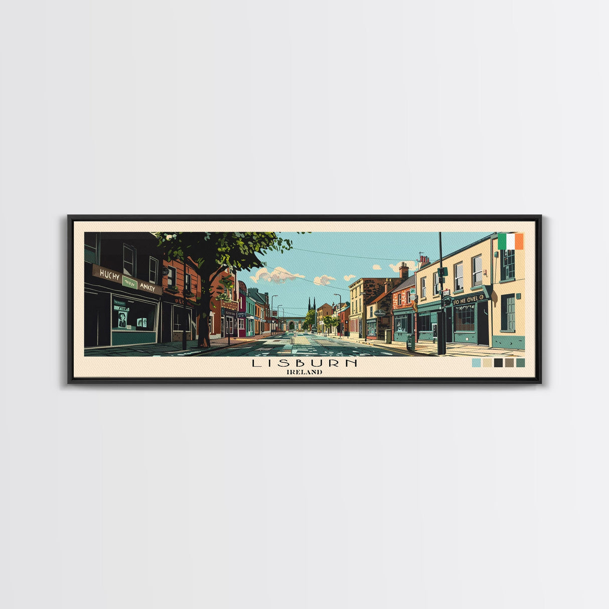 Lisburn, Ireland Panoramic Canvas Print, Lisburn, Ireland Painting, Ireland Art, Lisburn Travel Poster, Travel Art, Guest Room Painting