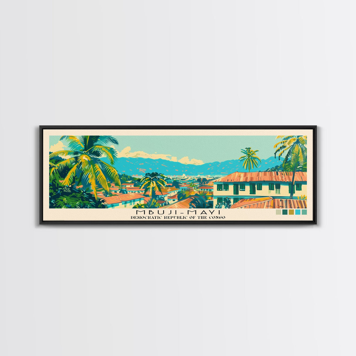 Mbuji-Mayi, Congo Panoramic Canvas Print, Mbuji-Mayi, Congo Painting, Congo Art, Mbuji-Mayi Travel Poster, Travel Art, Housewarming Gift