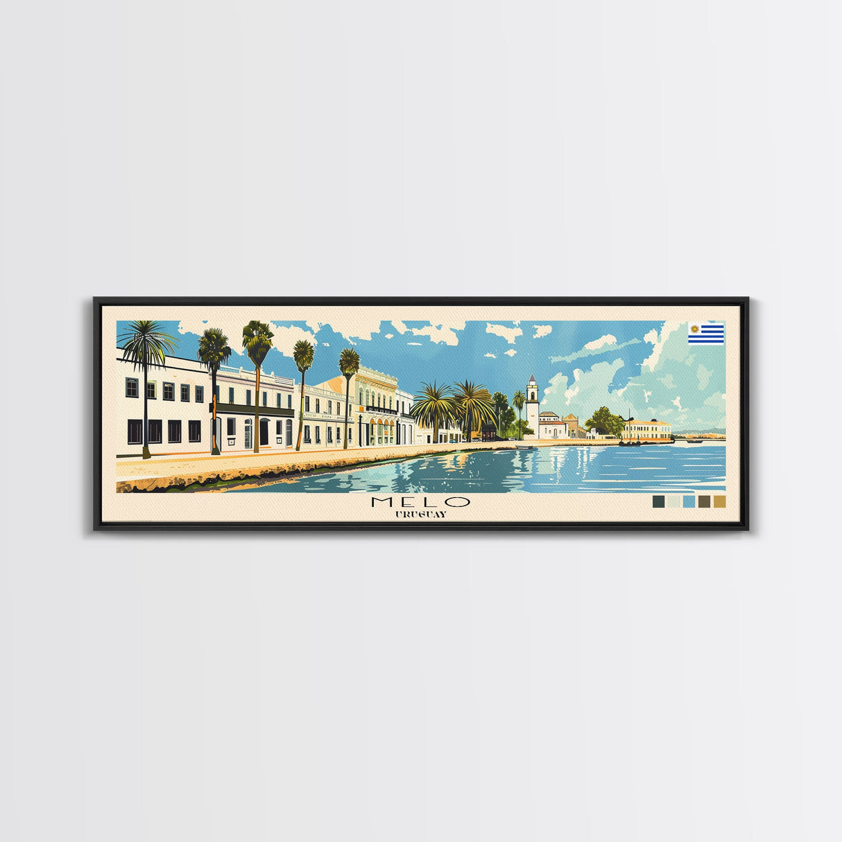 Melo, Uruguay Panoramic Canvas Print, Melo, Uruguay Painting, Uruguay Art, Melo Travel Poster, Travel Art, Vacation Gift