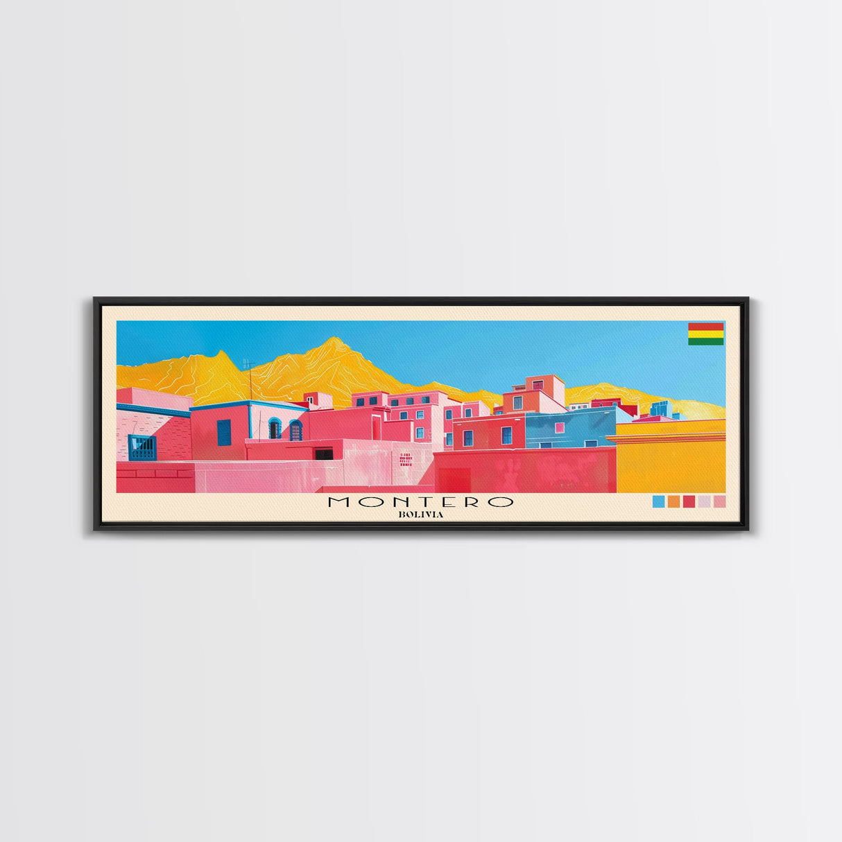 Montero, Bolivia Panoramic Canvas Print, Montero, Bolivia Painting, Bolivia Art, Montero Travel Poster, Travel Art, Living Room Painting