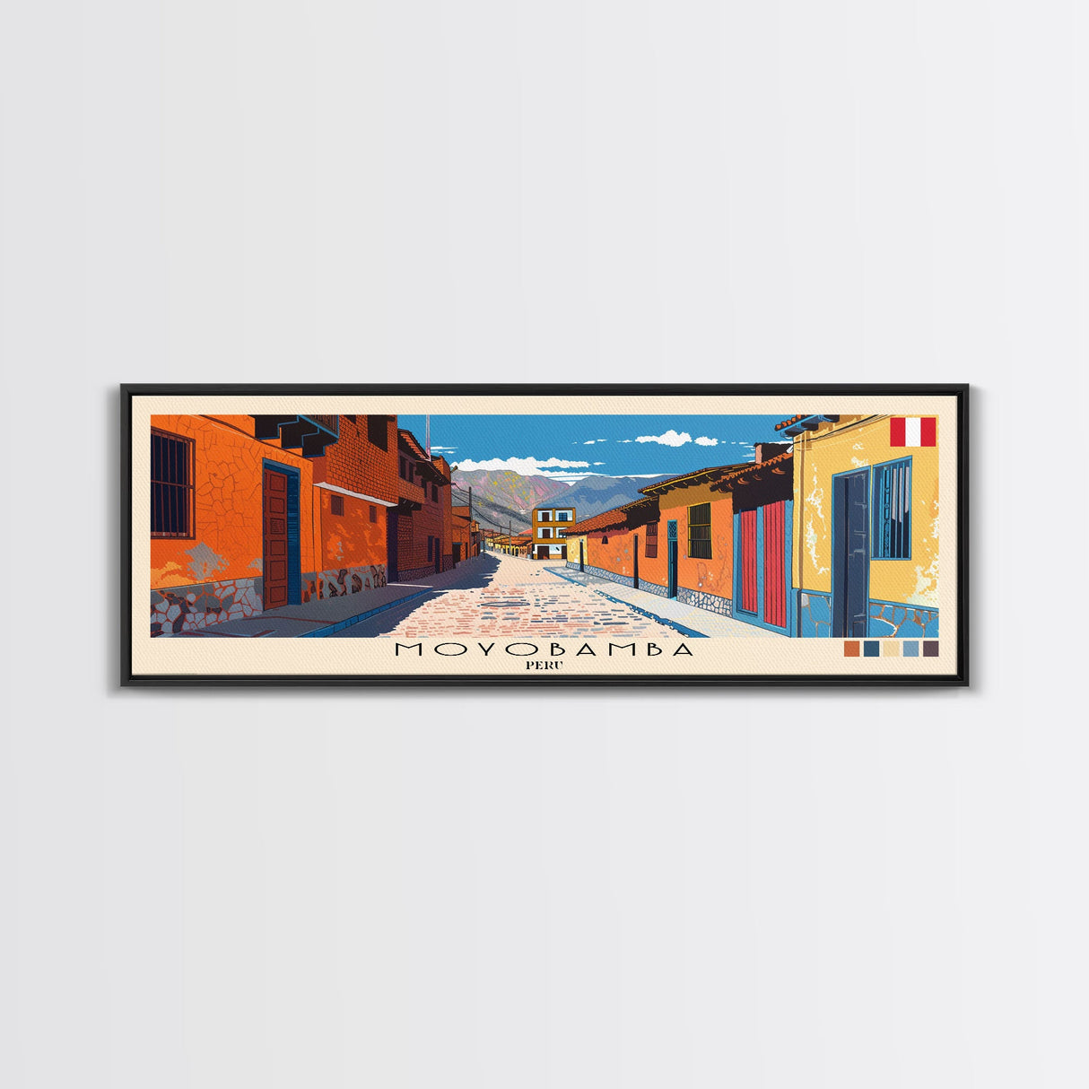 Moyobamba, Peru Panoramic Canvas Print, Moyobamba, Peru Painting, Peru Art, Moyobamba Travel Poster, Travel Art, Guest Room Painting