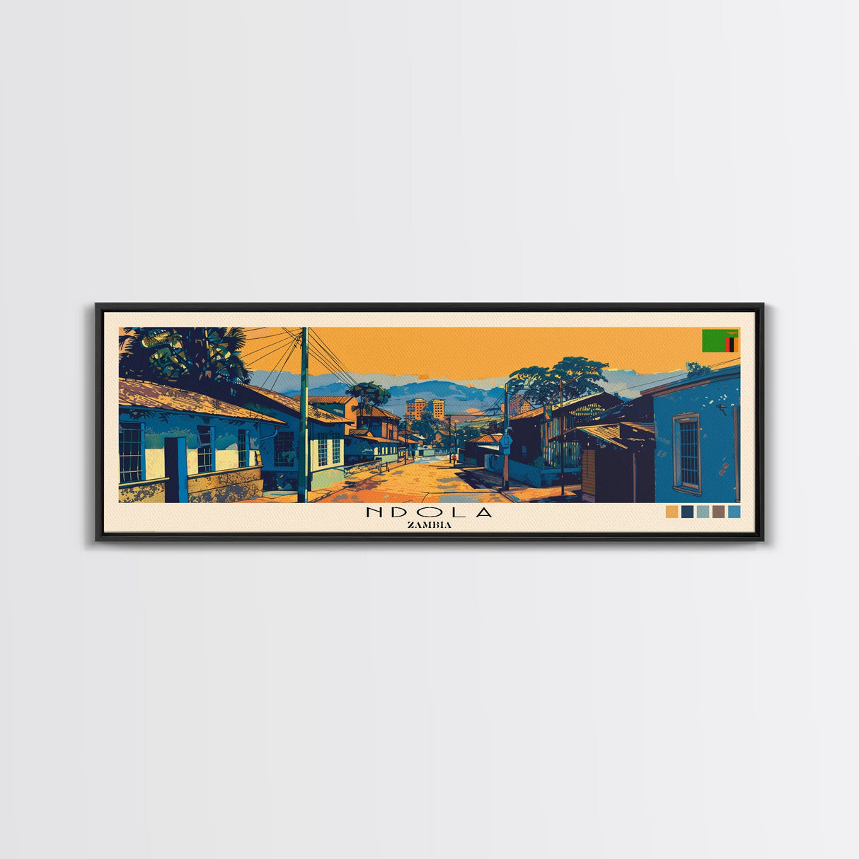 Ndola, Zambia Panoramic Canvas Print, Ndola, Zambia Painting, Zambia Art, Ndola Travel Poster, Travel Art, Guest Room Painting