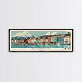 Newport, Wales Panoramic Canvas Print, Newport, Wales Painting, Wales Art, Newport Travel Poster, Travel Art, Housewarming Gift