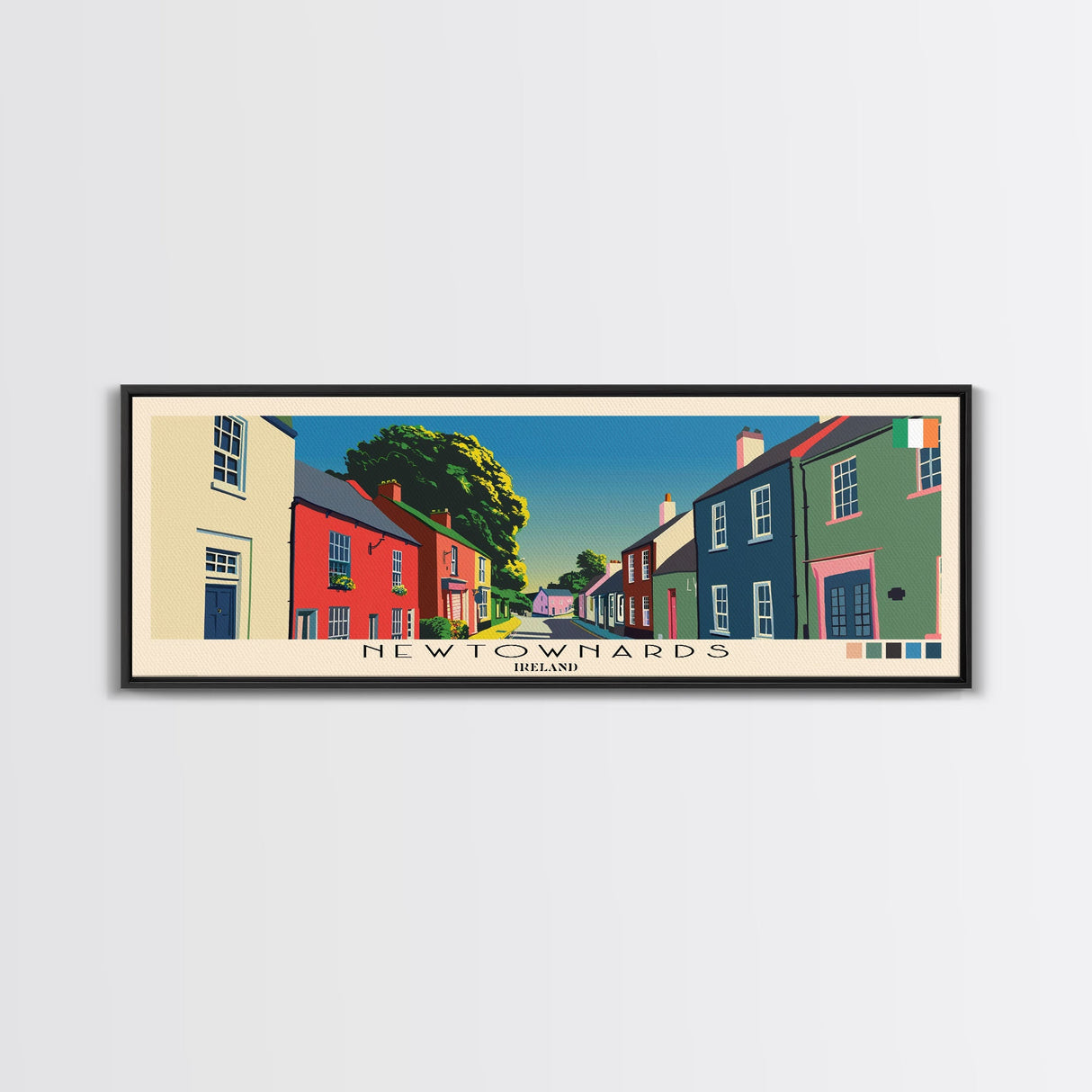 Newtownards, Ireland Panoramic Canvas Print, Newtownards, Ireland Painting, Ireland Art, Newtownards Travel Poster, Travel Art, Vacation Gift