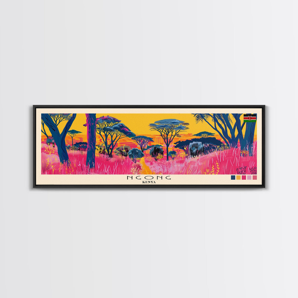 Ngong, Kenya Panoramic Canvas Print, Ngong, Kenya Painting, Kenya Art, Ngong Travel Poster, Travel Art, Guest Room Painting