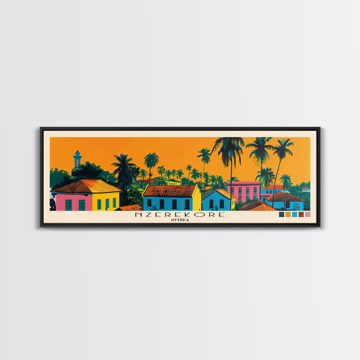 Nzerekore, Guinea Panoramic Canvas Print, Nzerekore, Guinea Painting, Guinea Art, Nzerekore Travel Poster, Travel Art, Vacation Gift