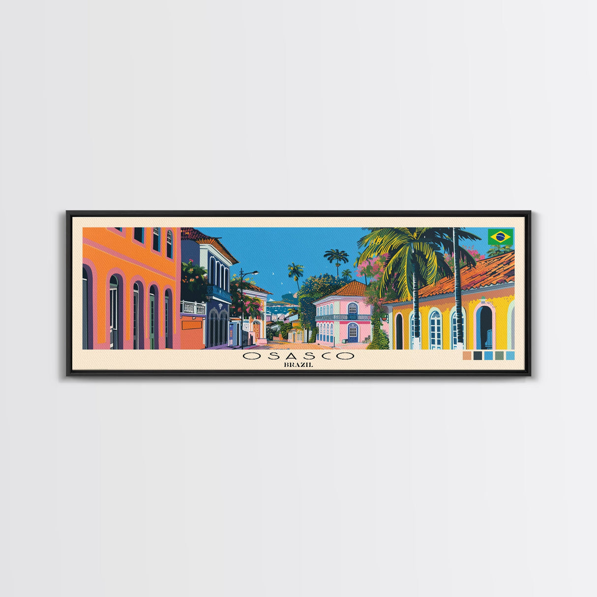 Osasco, Brazil Panoramic Canvas Print, Osasco, Brazil Painting, Brazil Art, Osasco Travel Poster, Travel Art, Living Room Painting