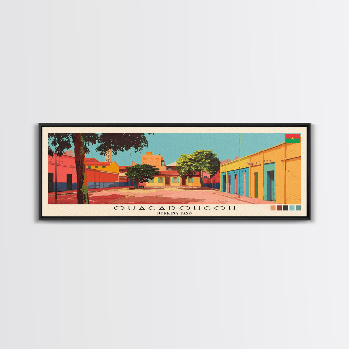 Ouagadougou, Burkina Faso Panoramic Canvas Print, Ouagadougou, Burkina Faso Painting, Burkina Faso Art, Ouagadougou Travel Poster, Travel Art, Guest Room Painting