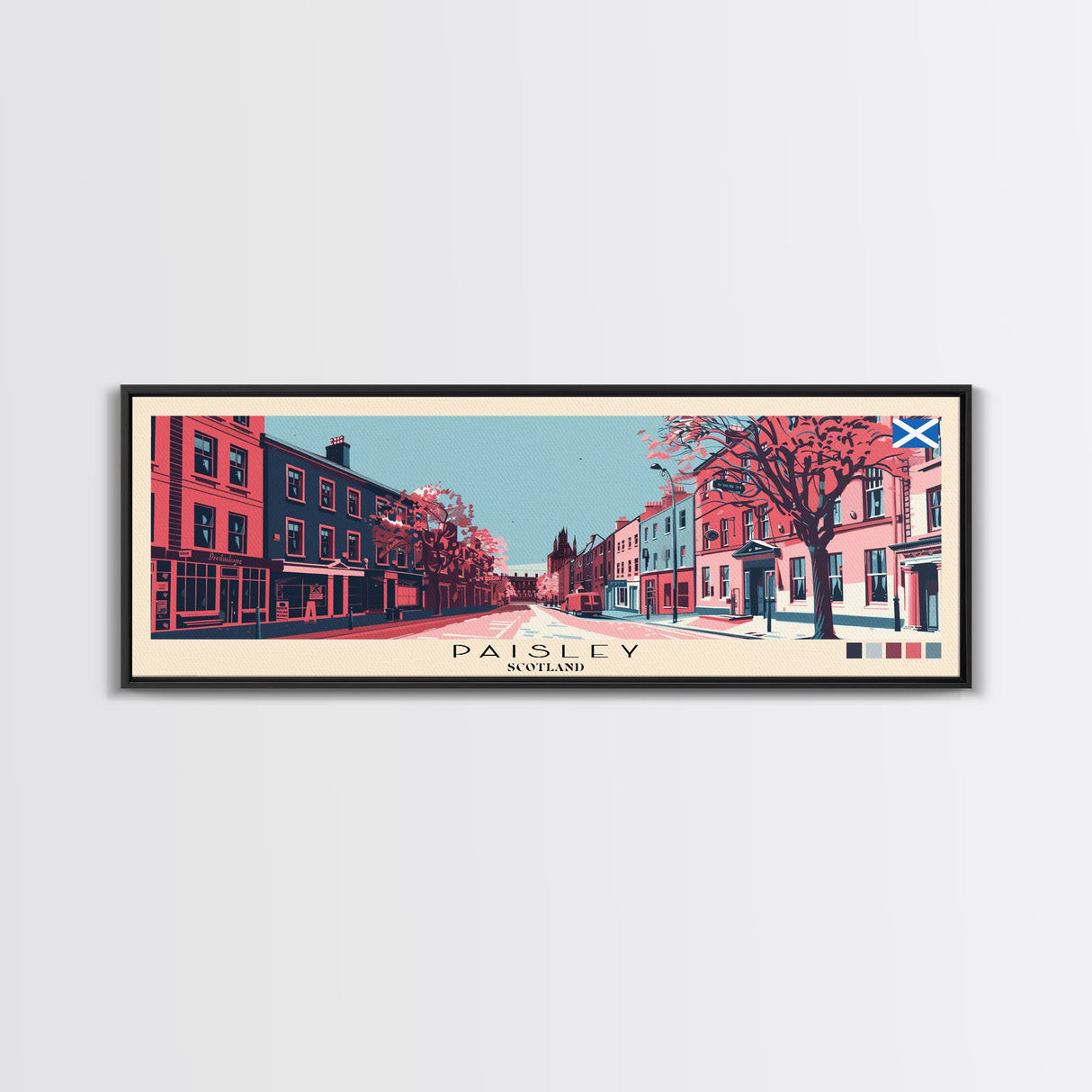 Paisley, Scotland Panoramic Canvas Print, Paisley, Scotland Painting, Scotland Art, Paisley Travel Poster, Travel Art, Housewarming Gift