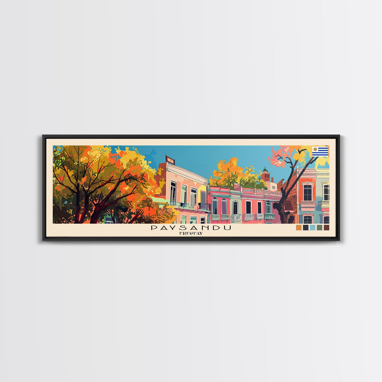 Paysandu, Uruguay Panoramic Canvas Print, Paysandu, Uruguay Painting, Uruguay Art, Paysandu Travel Poster, Travel Art, Housewarming Gift