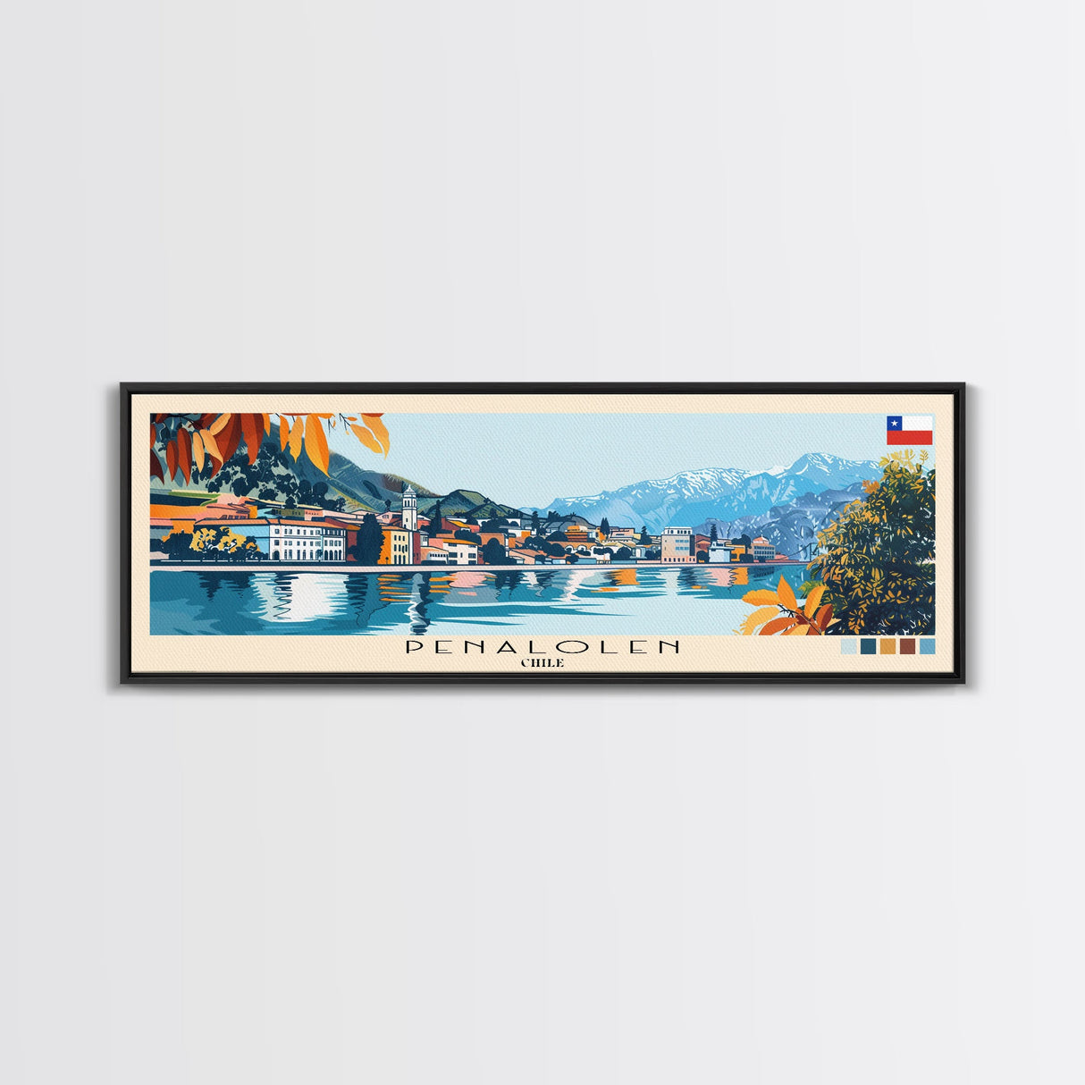 Penalolen, Chile Panoramic Canvas Print, Penalolen, Chile Painting, Chile Art, Penalolen Travel Poster, Travel Art, Guest Room Painting