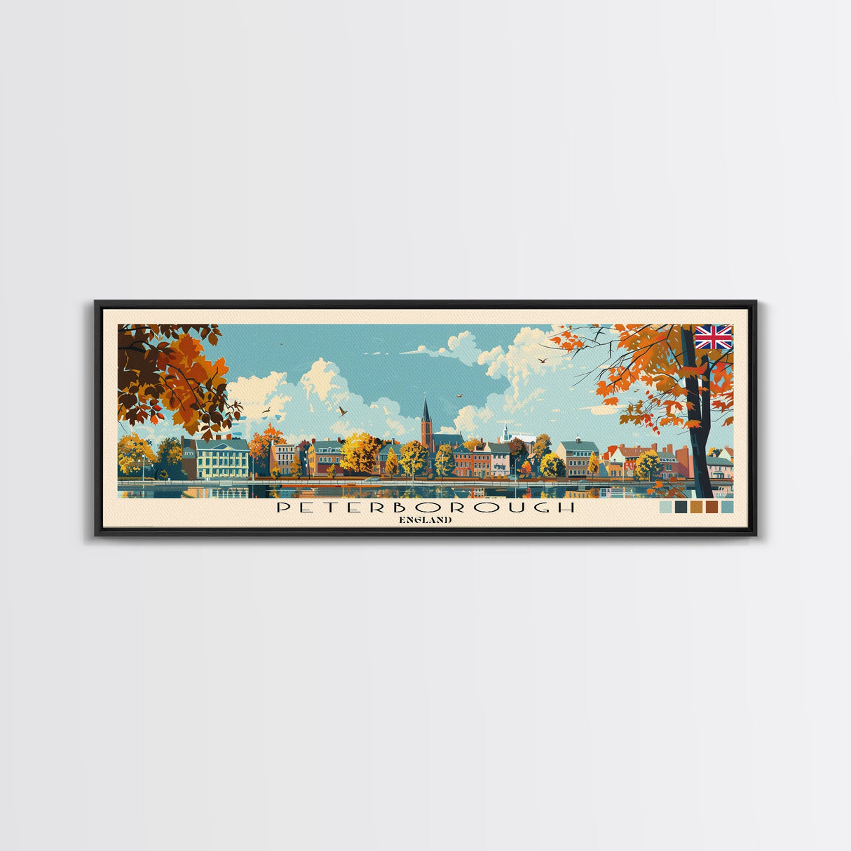 Peterborough, England Panoramic Canvas Print, Peterborough, England Painting, England Art, Peterborough Travel Poster, Travel Art, Housewarming Gift