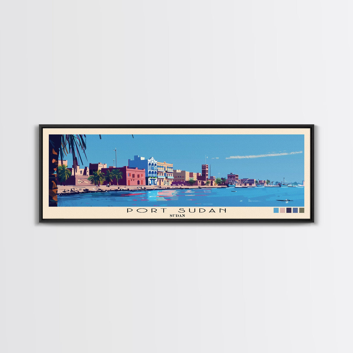 Port Sudan,  Sudan Panoramic Canvas Print, Port Sudan,  Sudan Painting,  Sudan Art, Port Sudan Travel Poster, Travel Art, Living Room Painting