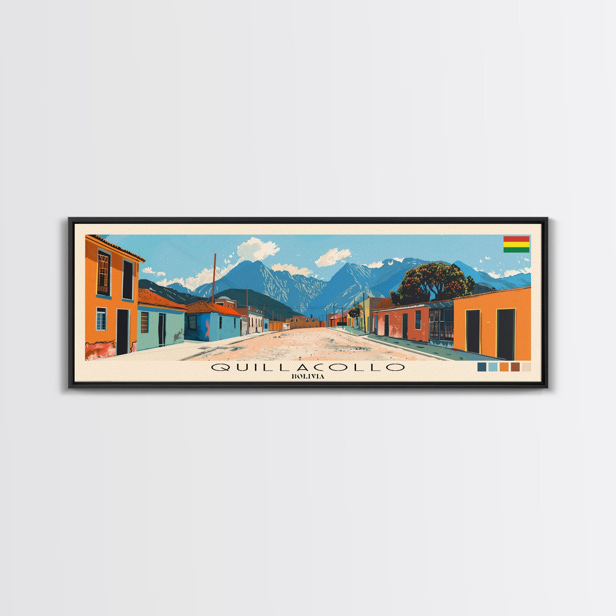 Quillacollo, Bolivia Panoramic Canvas Print, Quillacollo, Bolivia Painting, Bolivia Art, Quillacollo Travel Poster, Travel Art, Guest Room Painting