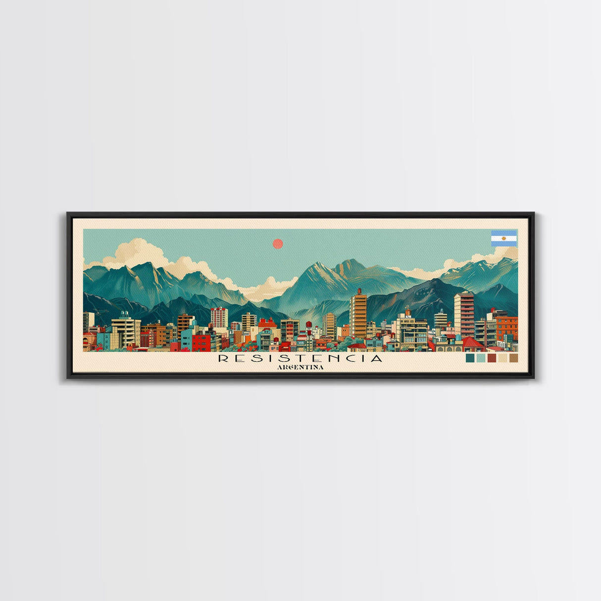 Resistencia, Argentina Panoramic Canvas Print, Resistencia, Argentina Painting, Argentina Art, Resistencia Travel Poster, Travel Art, Guest Room Painting