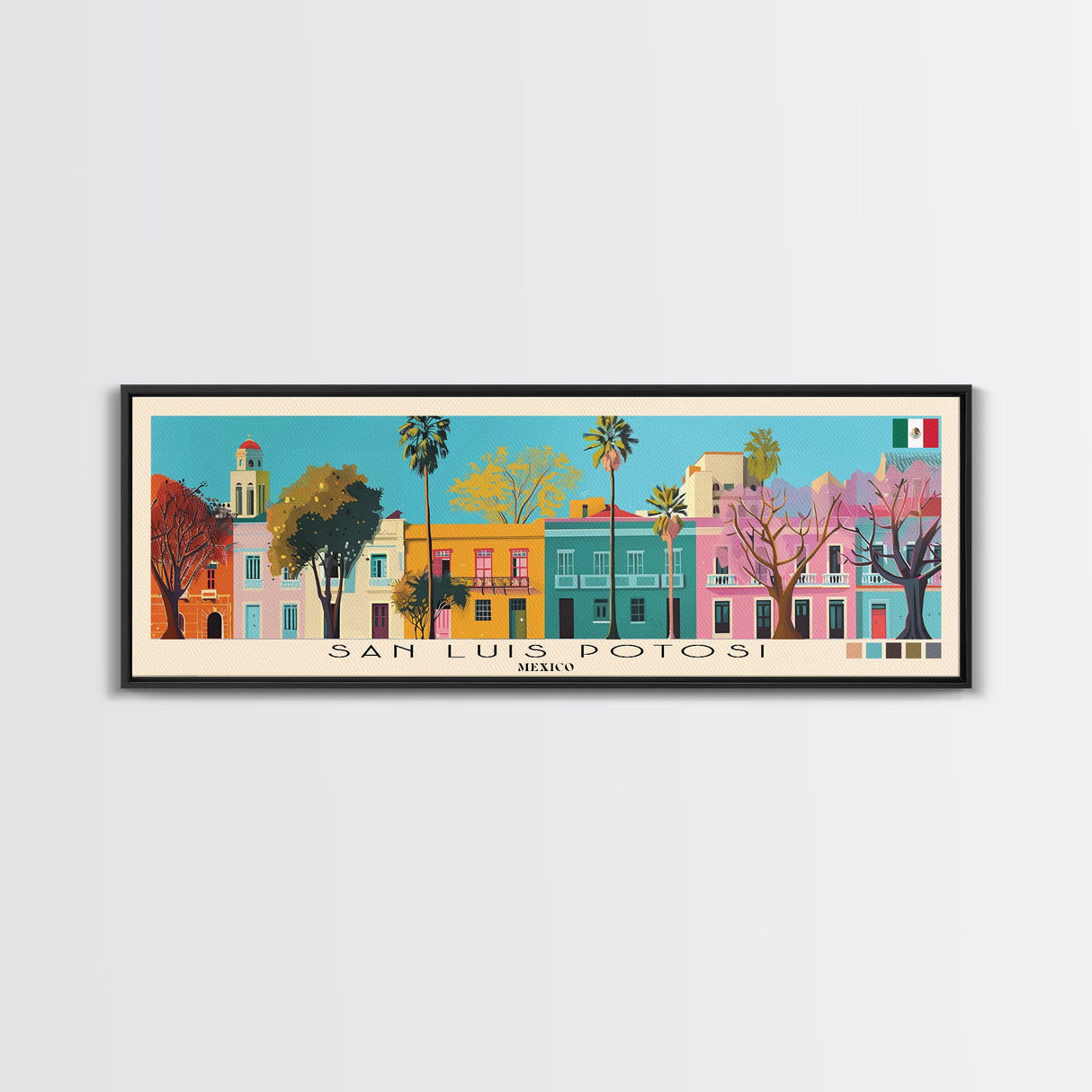 San Luis Potosi, Mexico Panoramic Canvas Print, San Luis Potosi, Mexico Painting, Mexico Art, San Luis Potosi Travel Poster, Travel Art, Guest Room Painting