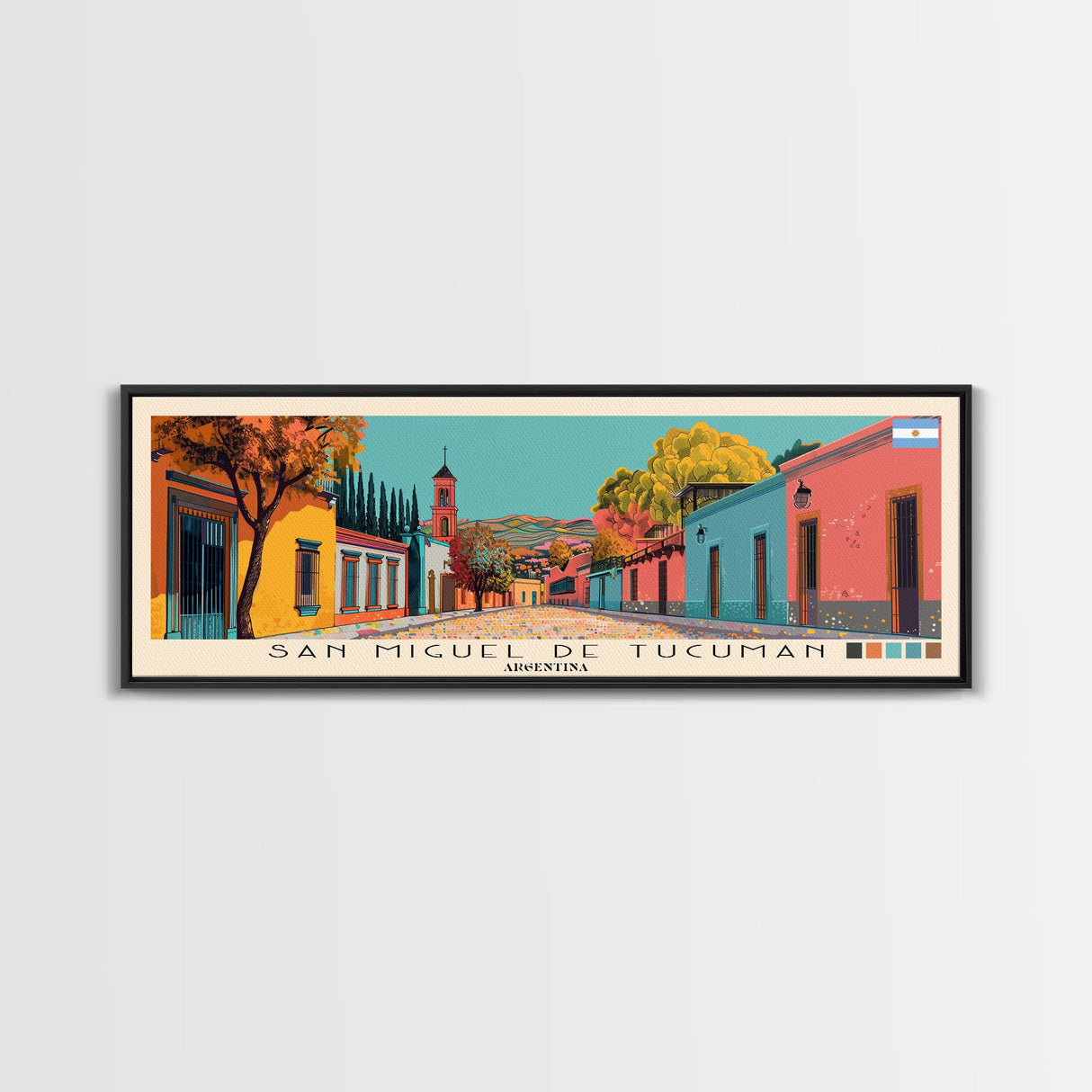 San Miguel de Tucuman, Argentina Panoramic Canvas Print, San Miguel de Tucuman, Argentina Painting, Argentina Art, San Miguel de Tucuman Travel Poster, Travel Art, Guest Room Painting