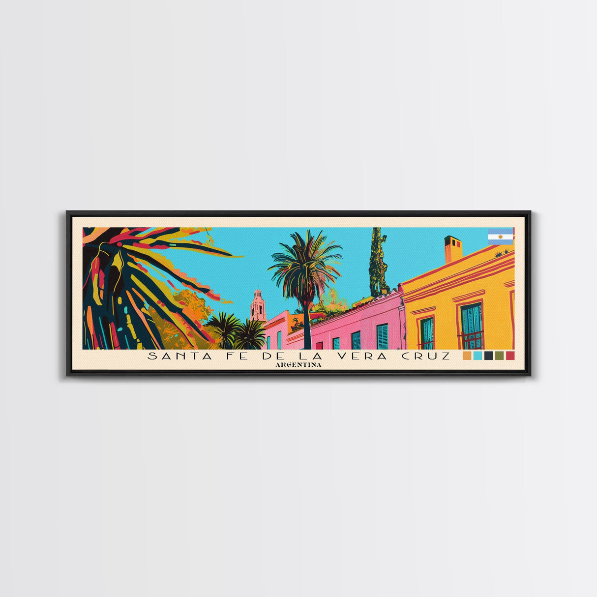 Santa Fe de la Vera Cruz, Argentina Panoramic Canvas Print, Santa Fe de la Vera Cruz, Argentina Painting, Argentina Art, Santa Fe de la Vera Cruz Travel Poster, Travel Art, Guest Room Painting