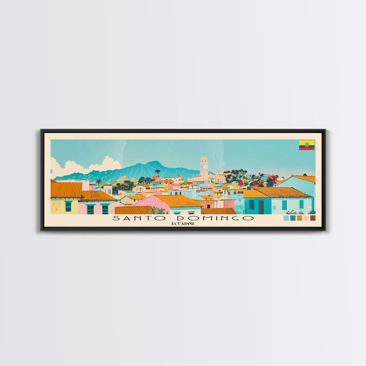 Santo Domingo, Ecuador Panoramic Canvas Print, Santo Domingo, Ecuador Painting, Ecuador Art, Santo Domingo Travel Poster, Travel Art, Housewarming Gift