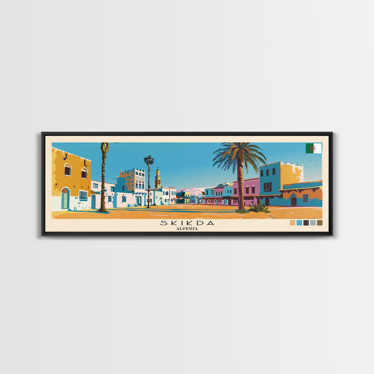 Skikda, Algeria Panoramic Canvas Print, Skikda, Algeria Painting, Algeria Art, Skikda Travel Poster, Travel Art, Guest Room Painting