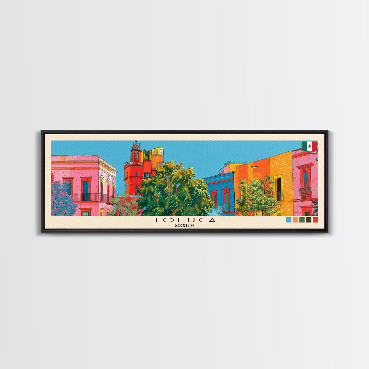 Toluca, Mexico Panoramic Canvas Print, Toluca, Mexico Painting, Mexico Art, Toluca Travel Poster, Travel Art, Guest Room Painting