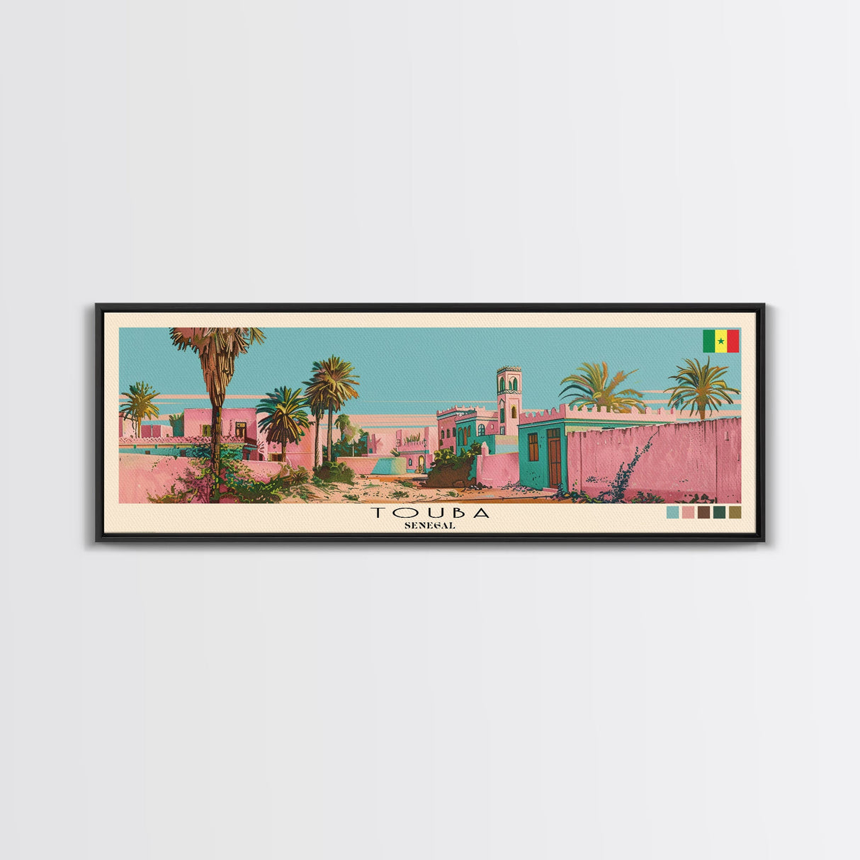 Touba, Senegal Panoramic Canvas Print, Touba, Senegal Painting, Senegal Art, Touba Travel Poster, Travel Art, Guest Room Painting