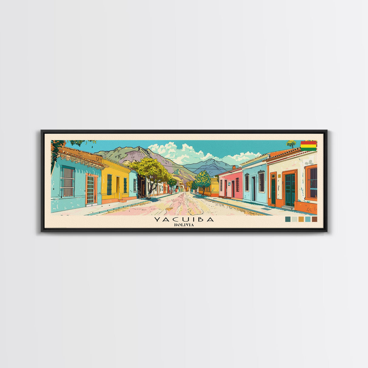 Yacuiba, Bolivia Panoramic Canvas Print, Yacuiba, Bolivia Painting, Bolivia Art, Yacuiba Travel Poster, Travel Art, Living Room Painting