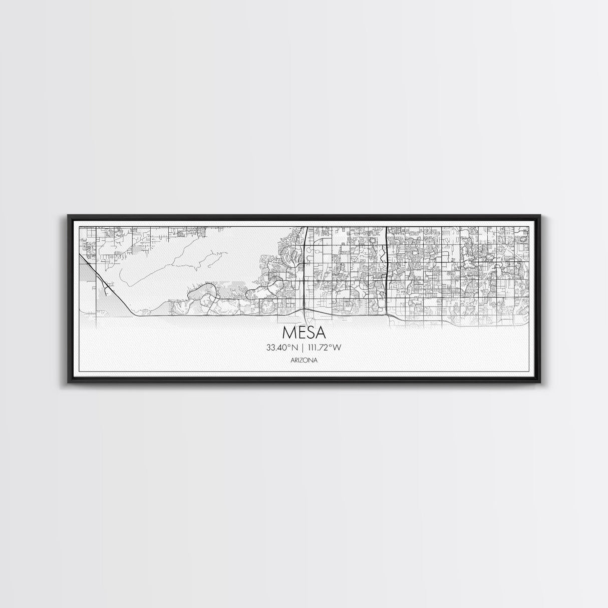 Panoramic Mesa City Map, Florida Art, Map Print, Minimalist Wall Art, Canvas Art, Housewarming Gift, Street Map Art, Closing Gift