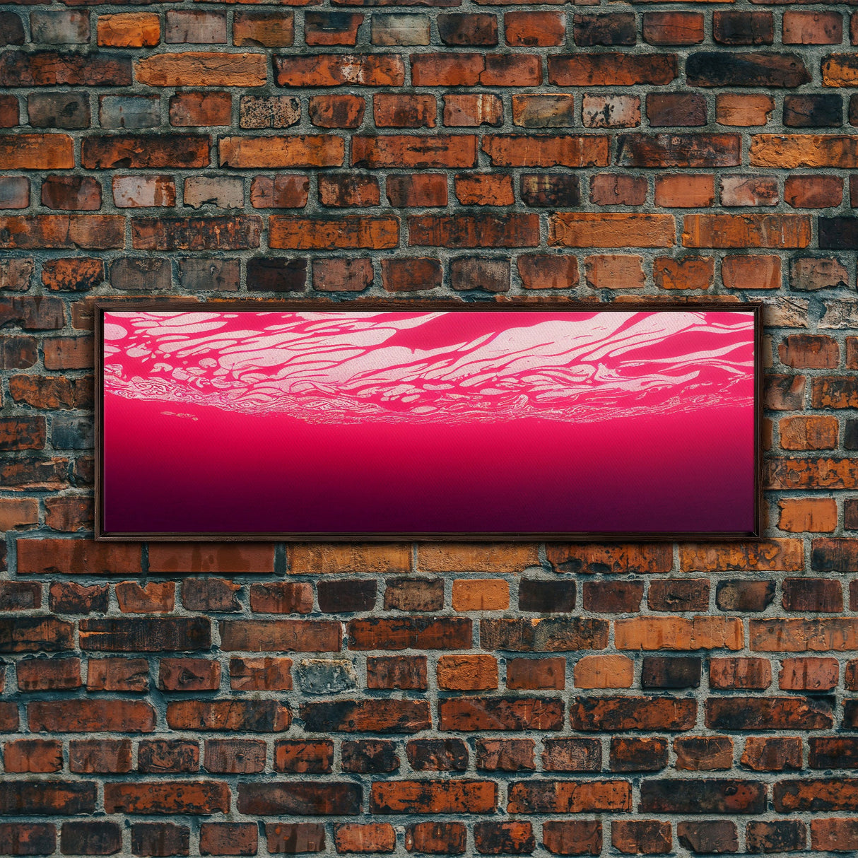 Beneath a pink ocean, cool abstract art fuchsia, Framed Canvas Print, Ready To Hang Wall Art, Framed Wall Art