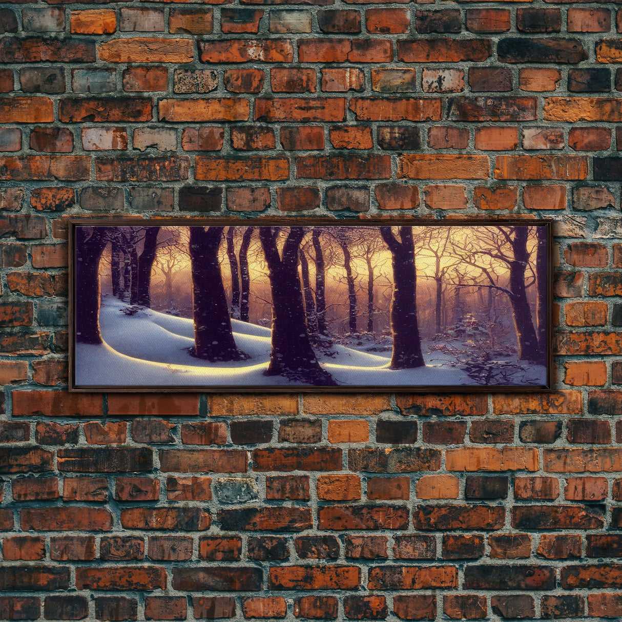 Snowcapped Forest Winter Scene, Ready To Hang Framed Canvas Print, Beautiful Panoramic Wall Decor Art