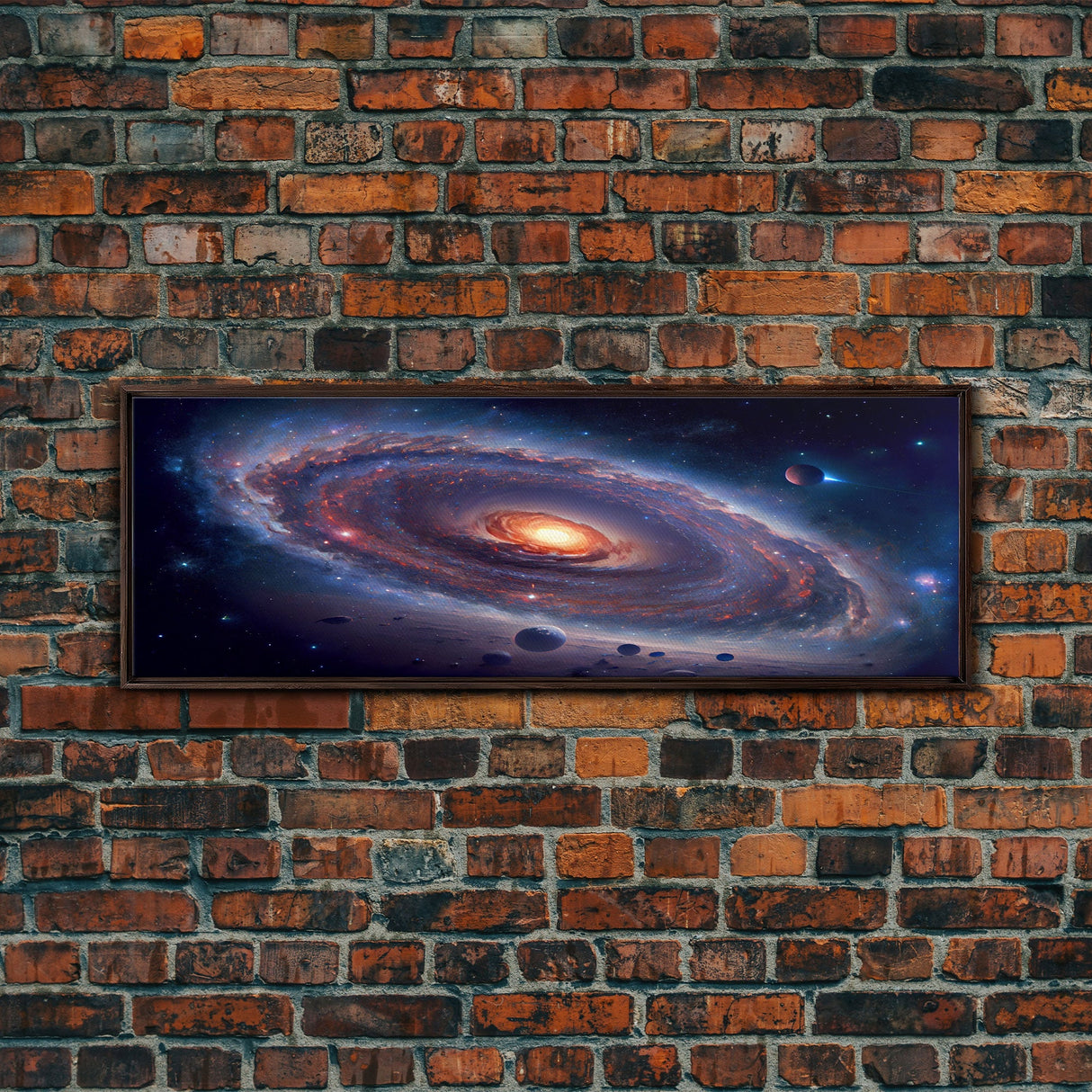 Spiral Galaxy Canvas Print, Original Astral Bodies Painting Print, Panoramic / Large Format Wall Art, Framed Art