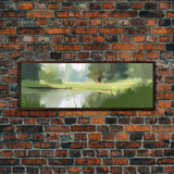 Large Abstract Landscape Wall Art Print, Lake, River, Pond, Trees, Wall Decor, Large Canvas Art Print, Panoramic, Wall Art, Canvas Print