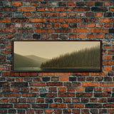 Lake Wall Art Print, Nature, Water, Trees, Fishing Boat, Wall Decor, Large Canvas Art Print, Panoramic, Wall Art, Canvas Print