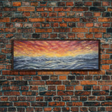 Abstract Sea Horizon Wall Art, Vibrant Abstract, Framed Print Art, Sunset, Ocean, Textured Abstract Panoramic, Wall Art, Canvas Print