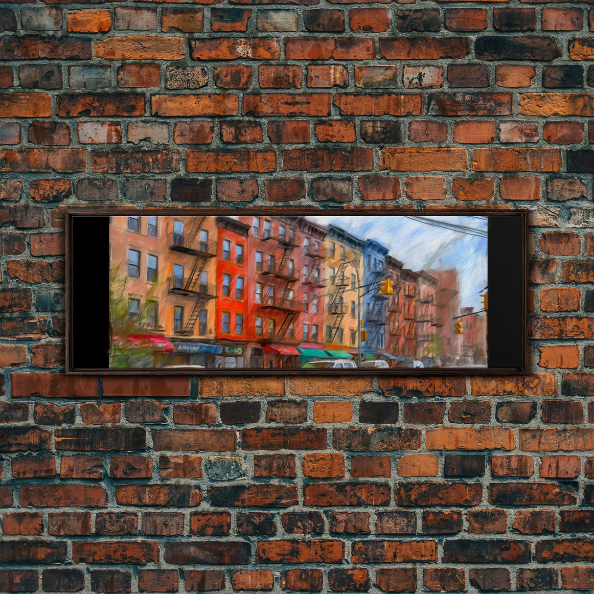 Colorful Abstract Row Of Buildings City Canvas Print, Large Urban Art Print, Cityscape Art, Vibrant Art, Panoramic, Wall Art, Canvas Print