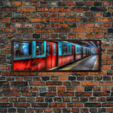 Subway Station Wall Art Print, Subway Train, Urban Wall Art, Wall Decor, Urban Art, Framed Canvas Print, Panoramic, Wall Art, Canvas Print