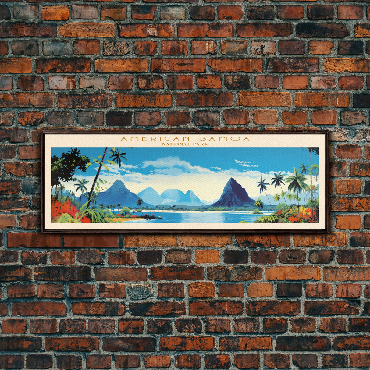 American Samoa National Park, Panoramic Samoa Travel Art, National Park Print, Minimalist Travel Art, Midcentury Modern Style Landscape