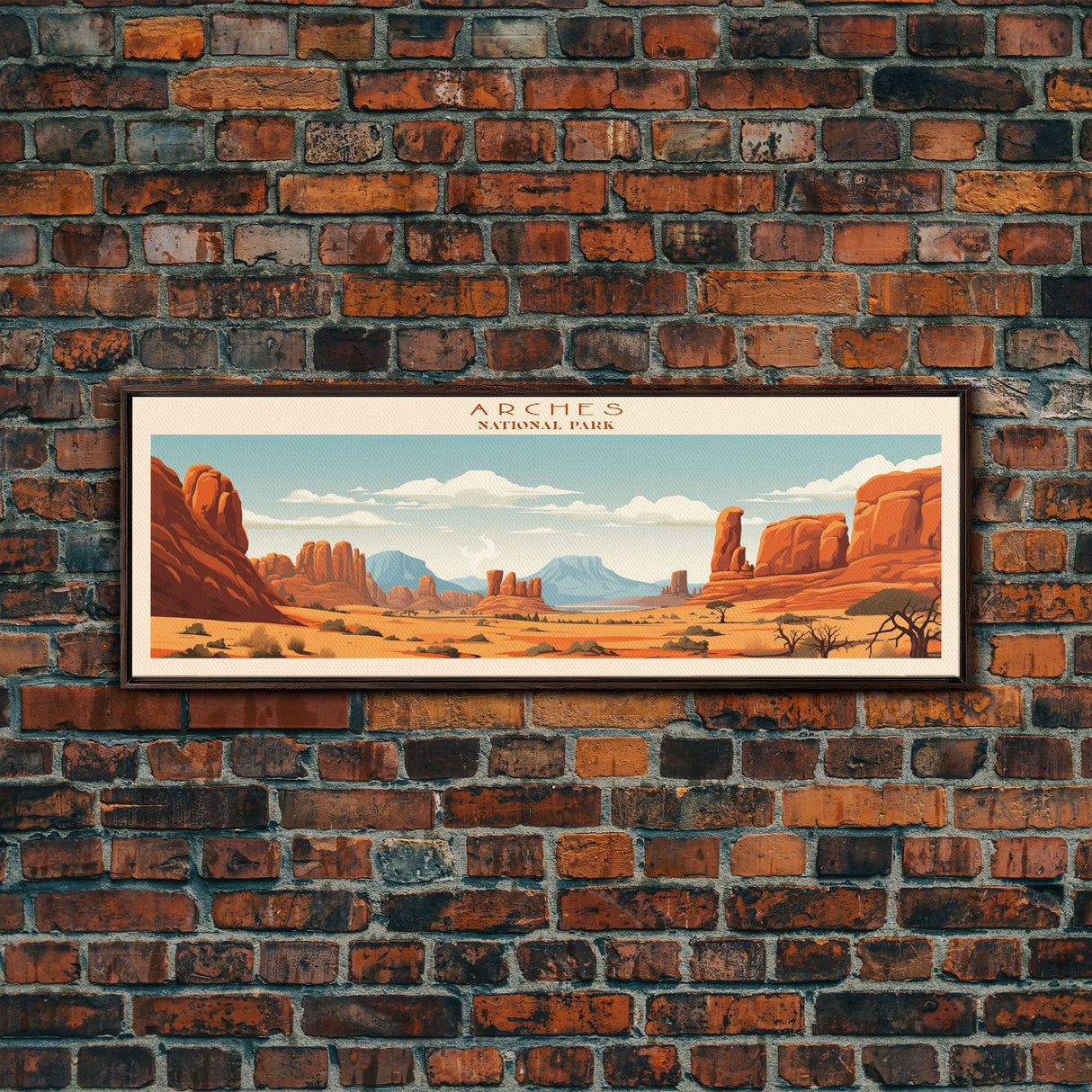 Arches National Park, Panoramic Utah Travel Art, National Park Print, Minimalist Travel Art, Midcentury Modern Style Landscape