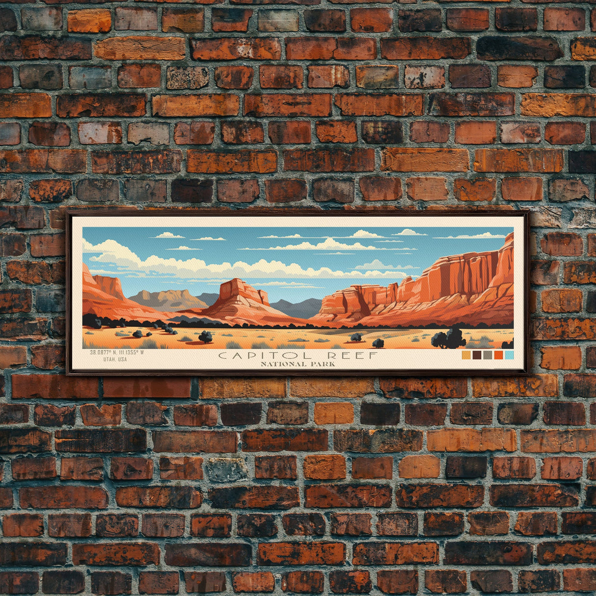 Capitol Reef National Park, Panoramic Utah Travel Art, National Park Print, Minimalist Travel Art, Midcentury Modern Style Landscape