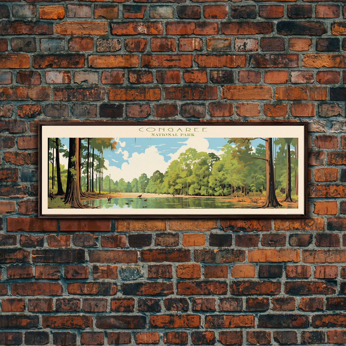 Congaree National Park, Panoramic South Carolina Travel Art, National Park Print, Minimalist Travel Art, Midcentury Modern Style Landscape