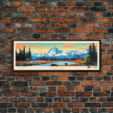 Katmai National Park, Panoramic Alaska Travel Art, National Park Print, Minimalist Travel Art, Midcentury Modern Style Landscape