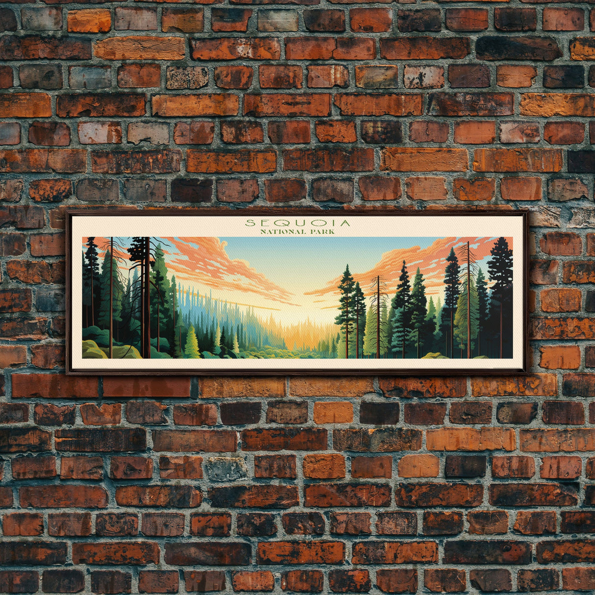 Sequoia National Park Panoramic California Travel Art, National Park Print, Minimalist Travel Art, Midcentury Modern Style Landscape