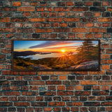 Photographic Panoramic of Acadia National Park, Sunset Photography, National Park Art, Framed Canvas Print, Landscape Photography