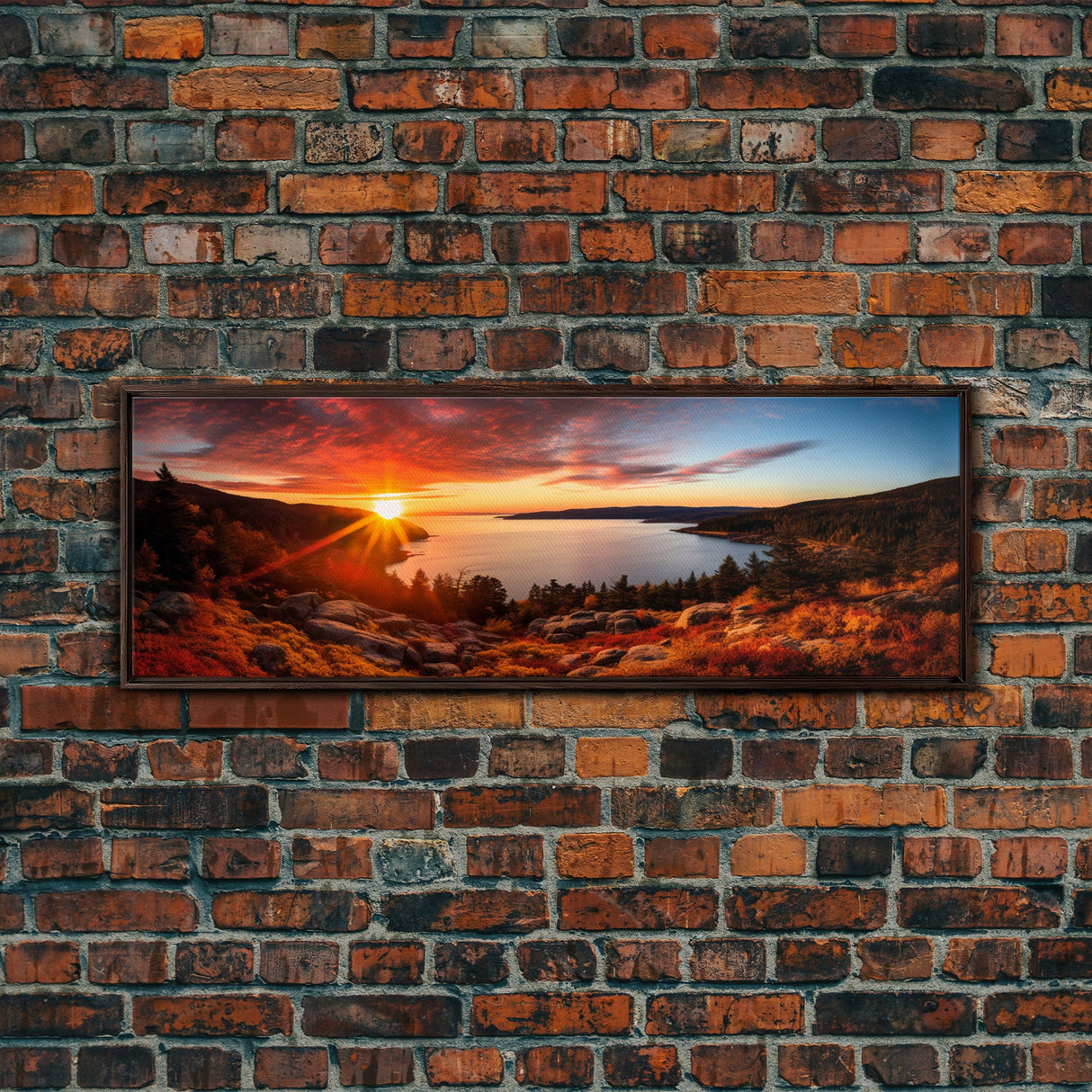 Photographic Panoramic of Acadia National Park, Sunset Photography, National Park Art, Framed Canvas Print, Landscape Photography