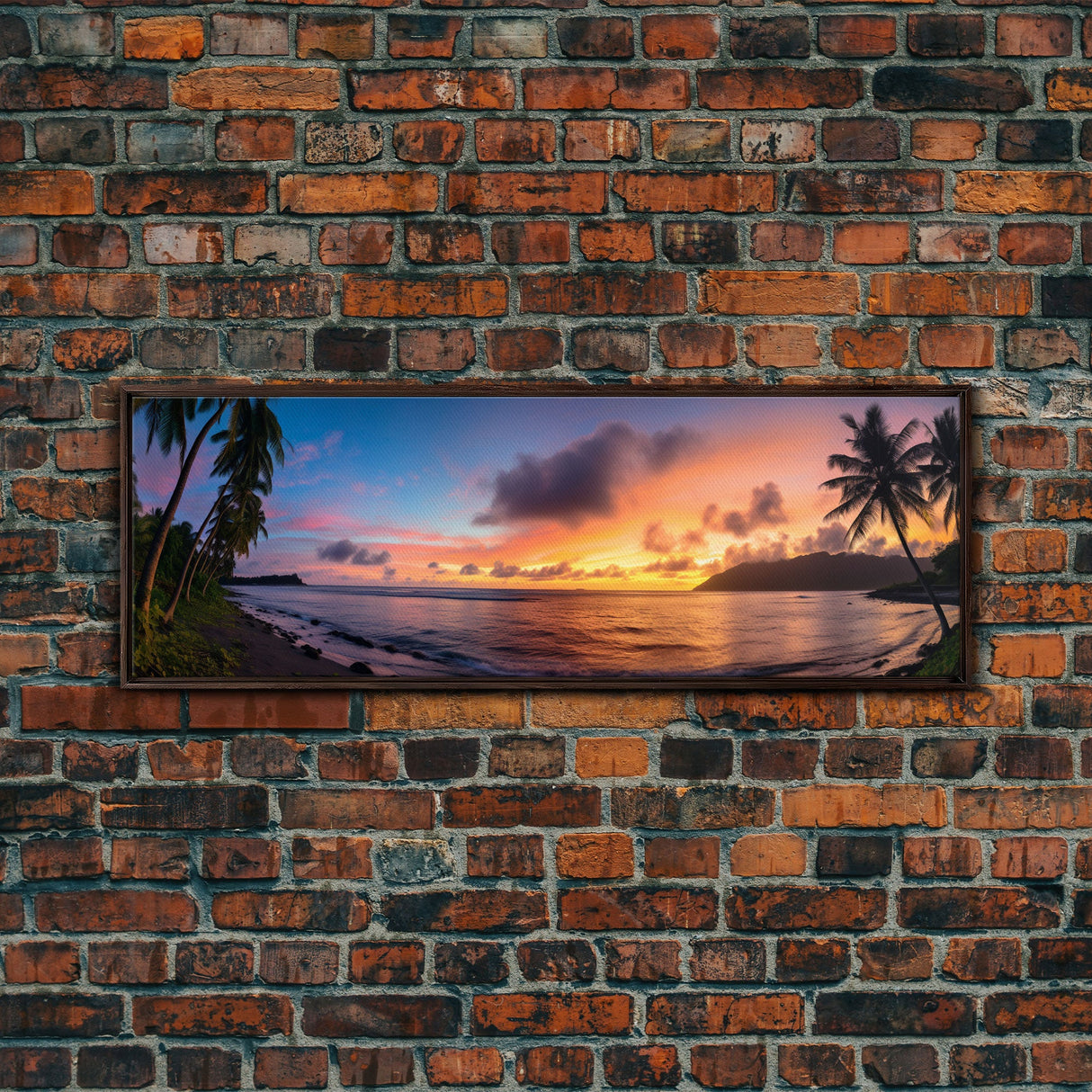 Photographic Panoramic of American Samoa National Park, Sunset Photography, National Park Art, Framed Canvas Print, Landscape Photography