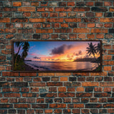 Photographic Panoramic of American Samoa National Park, Sunset Photography, National Park Art, Framed Canvas Print, Landscape Photography