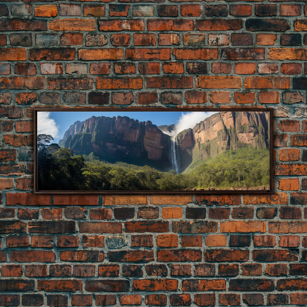 Photographic Panoramic of Angel Falls Venezuela, Sunset Photography, National Park Art, Framed Canvas Print, Landscape Photography