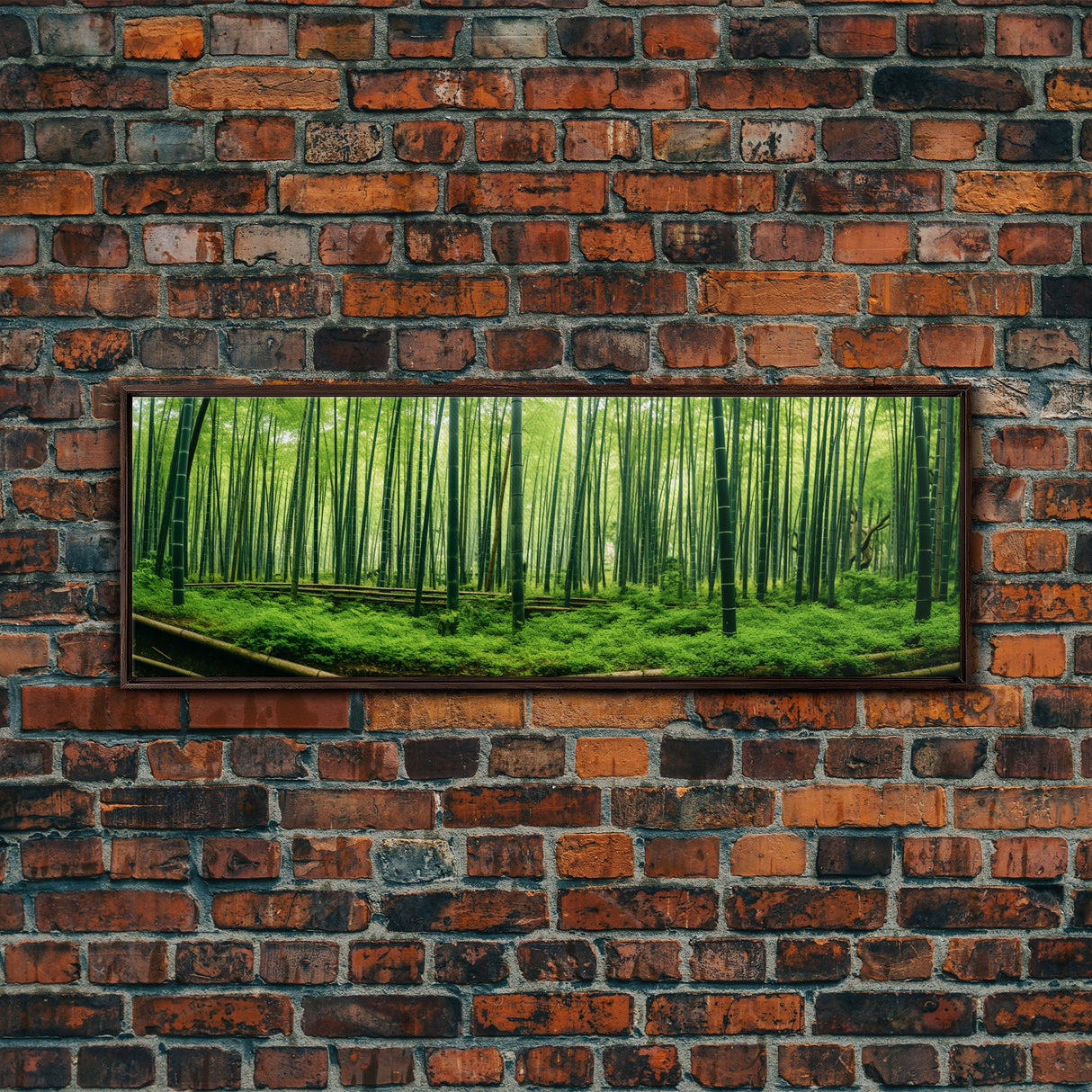 Beautiful Photographic Panoramic of Arashiyama Bamboo Grove Kyoto Japan, Framed Canvas Print, Landscape Photography, Landmark Art