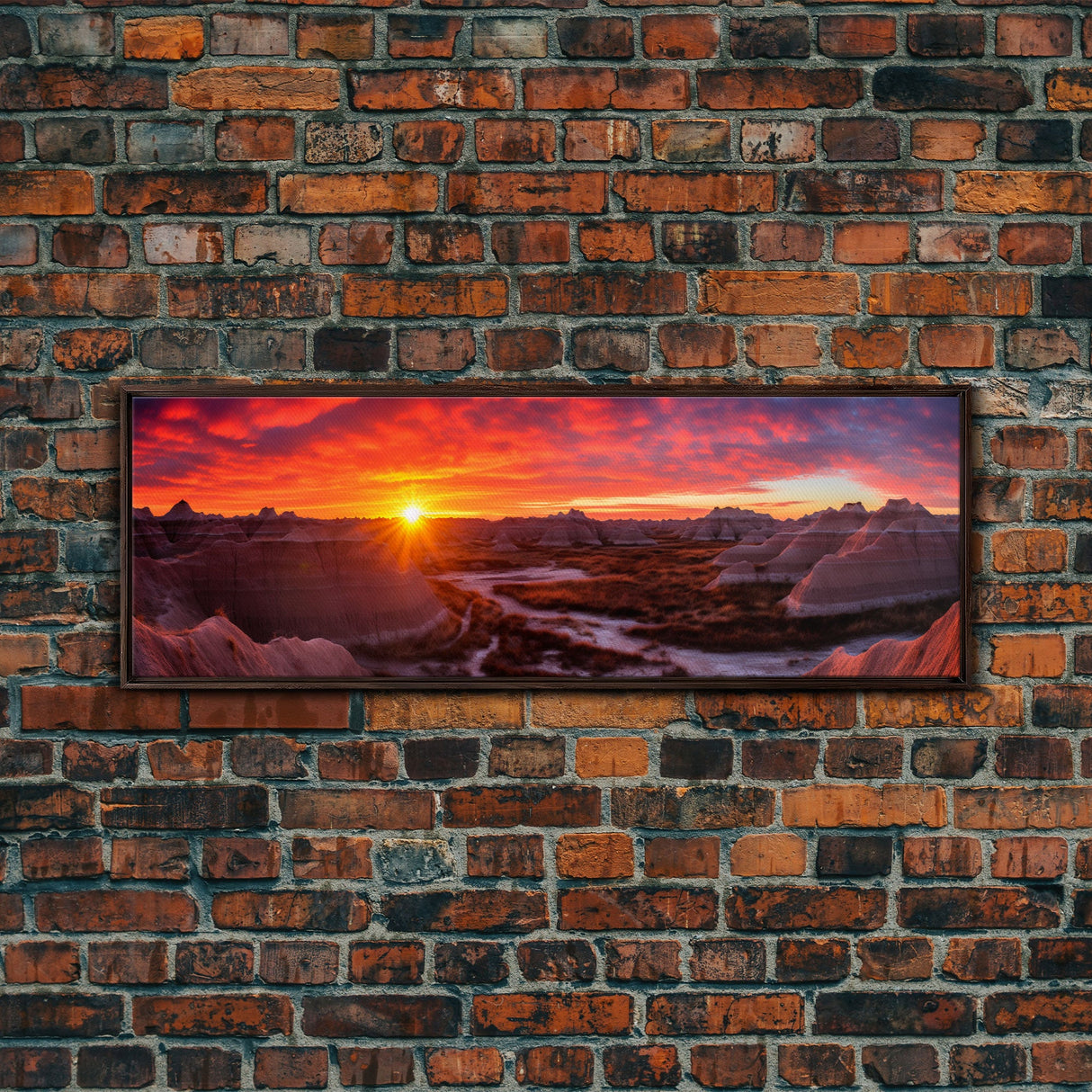 Photographic Panoramic of Badlands National Park, Sunset Photography, National Park Art, Framed Canvas Print, Landscape Photography