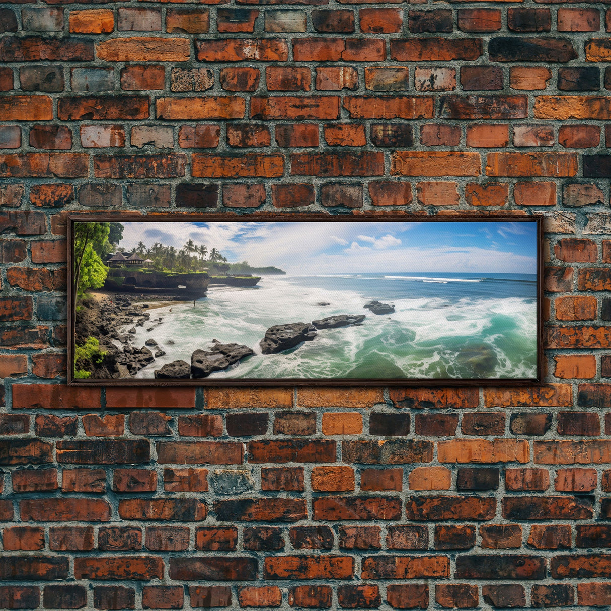 Photographic Panoramic of Bali Indonesia, Sunset Photography, Beach House Wall Art, Framed Canvas Print, Landscape Photography